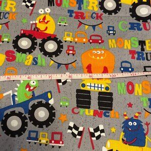 Monster Truck Print Cotton Fabric Bundle 43x48" JoAnns Exclusive